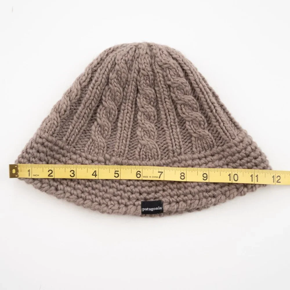 PATAGONIA unisex grey Cable Knit Beanie Wool winter bucket hat